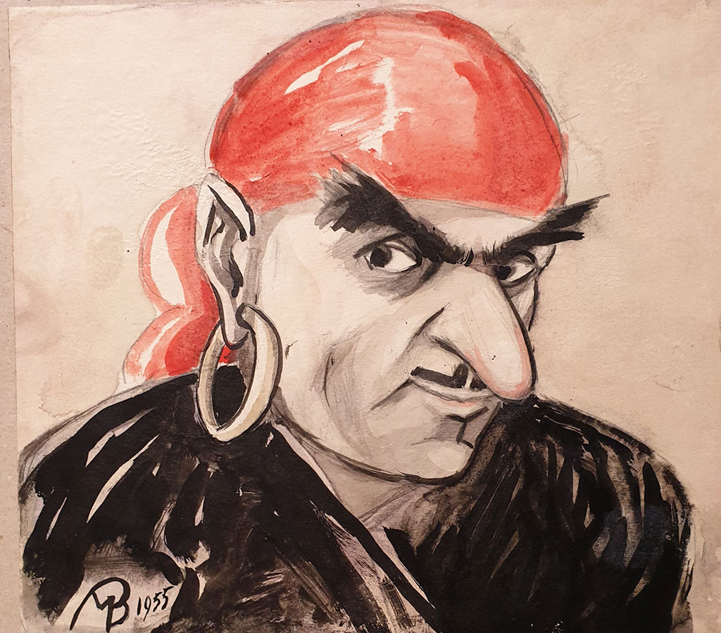 Selbstporträt als Pirat, Papier, Aquarell, M. L. Werzhbinskiy, 1955