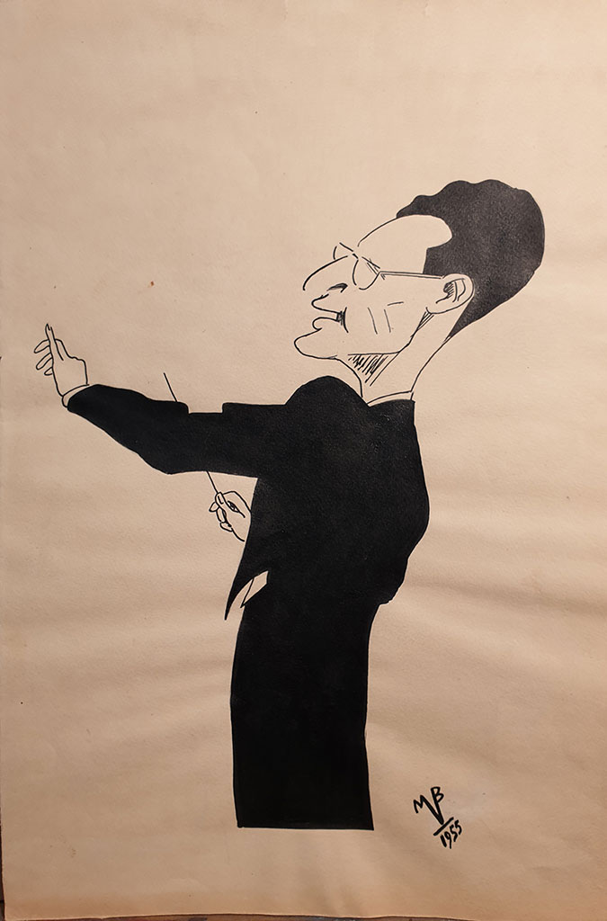 Kurt Sanderling, Papier, Tusche, 1955