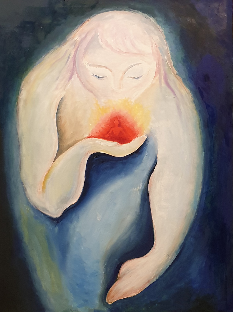 "СИНЕЕ и красное“, масло/холст, 80 x 60 cм, художница Нина Вержбинская-Рабинович 