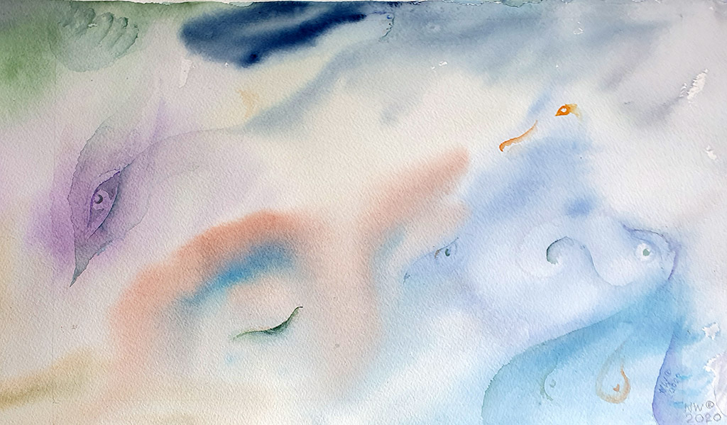 «Сон», акварель на бумаге 28 х 46 см, 2020, художница Нина Вержбинская-Рабинович