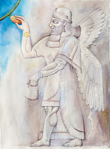 Geflügelter Geist vor dem heiligen Baum Geflügelter Geist vor dem heiligen Baum